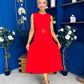 Doireann Pleat Detail Midi Dress Red