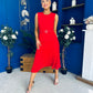 Doireann Pleat Detail Midi Dress Red