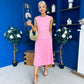 Doireann Pleat Detail Midi Dress Pink