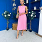 Doireann Pleat Detail Midi Dress Pink