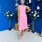 Doireann Pleat Detail Midi Dress Pink