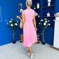 Doireann Pleat Detail Midi Dress Pink