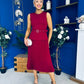 Doireann Pleat Detail Midi Dress Wine
