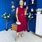 Doireann Pleat Detail Midi Dress Wine