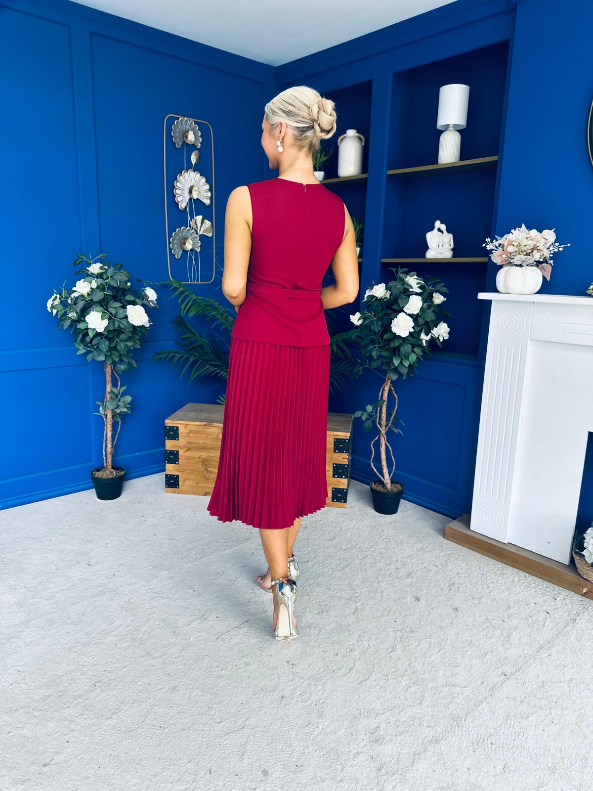 Doireann Pleat Detail Midi Dress Wine