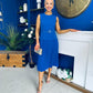 Doireann Pleat Detail Midi Dress Cobalt