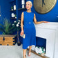 Doireann Pleat Detail Midi Dress Cobalt