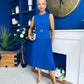 Doireann Pleat Detail Midi Dress Cobalt