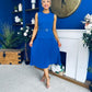 Doireann Pleat Detail Midi Dress Cobalt