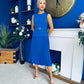 Doireann Pleat Detail Midi Dress Cobalt