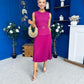 Doireann Pleat Detail Midi Dress Berry