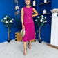 Doireann Pleat Detail Midi Dress Berry