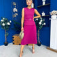 Doireann Pleat Detail Midi Dress Berry