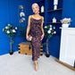 Ophelia Strappy Cowl Neck Ruched Midi Dress Multi Animal