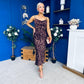 Ophelia Strappy Cowl Neck Ruched Midi Dress Multi Animal
