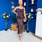 Ophelia Strappy Cowl Neck Ruched Midi Dress Multi Animal