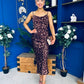 Ophelia Strappy Cowl Neck Ruched Midi Dress Multi Animal