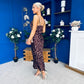 Ophelia Strappy Cowl Neck Ruched Midi Dress Multi Animal