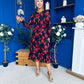 Perry Full Sleeve Midi Dress Floral Black