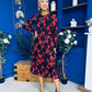 Perry Full Sleeve Midi Dress Floral Black