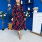 Perry Full Sleeve Midi Dress Floral Black