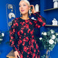 Perry Full Sleeve Midi Dress Floral Black