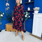 Perry Full Sleeve Midi Dress Floral Black