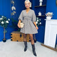 Parisa Puff Sleeve Mini Dress Check Chocolate