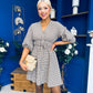 Parisa Puff Sleeve Mini Dress Check Chocolate