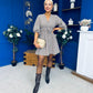Parisa Puff Sleeve Mini Dress Check Chocolate