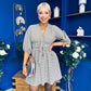 Parisa Puff Sleeve Mini Dress Check Khaki