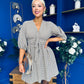 Parisa Puff Sleeve Mini Dress Check Khaki