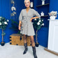 Parisa Puff Sleeve Mini Dress Check Khaki