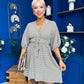 Parisa Puff Sleeve Mini Dress Check Khaki