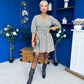 Parisa Puff Sleeve Mini Dress Check Khaki