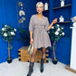 Parisa Puff Sleeve Mini Dress Check Burnt Orange