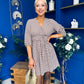 Parisa Puff Sleeve Mini Dress Check Burnt Orange