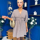 Parisa Puff Sleeve Mini Dress Check Burnt Orange