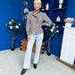 Rach Frill Collar Check Blouse Chocolate