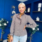 Rach Frill Collar Check Blouse Chocolate