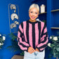Dolores Chunky Knit Jumper Pink & Chocolate
