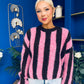 Dolores Chunky Knit Jumper Pink & Chocolate