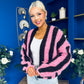 Vivian Chunky Knit Cardi Pink & Chocolate