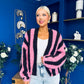 Vivian Chunky Knit Cardi Pink & Chocolate