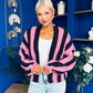 Vivian Chunky Knit Cardi Pink & Chocolate