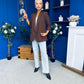 Ciara Ruched Sleeve Blazer Choc