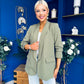 Ciara Ruched Sleeve Blazer Khaki