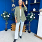 Ciara Ruched Sleeve Blazer Khaki