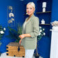 Ciara Ruched Sleeve Blazer Khaki