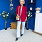 Ciara Ruched Sleeve Blazer Wine